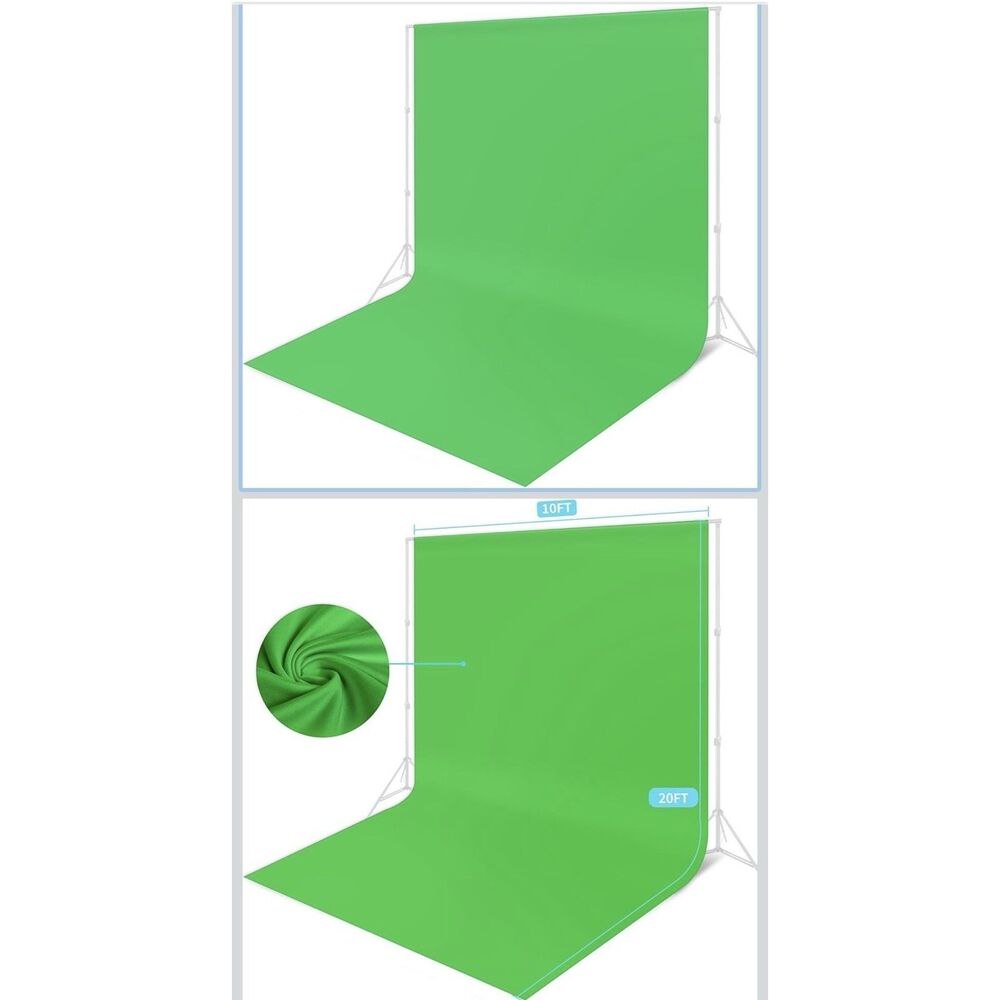 10 Ft x 20 Ft Photography Backdrop Green Screen, Green Background Non-Reflect